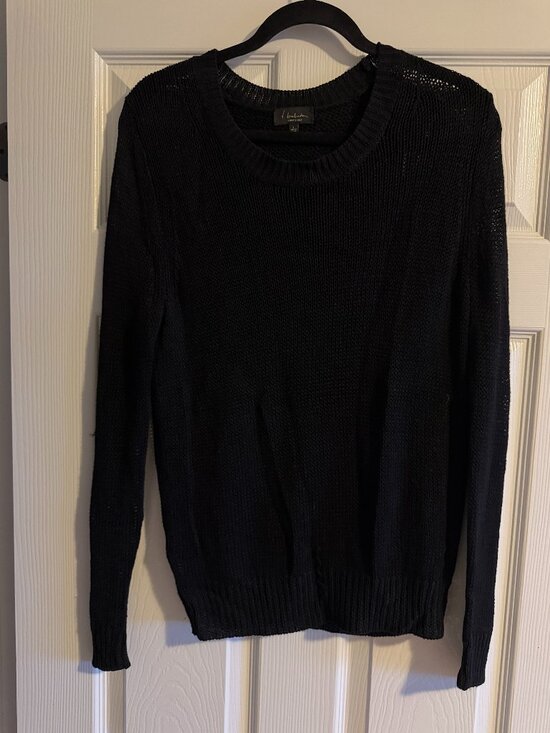 Babaton Tops - Babaton Aritzia Black Linen & Silk Open Knit Sweater – Size Large